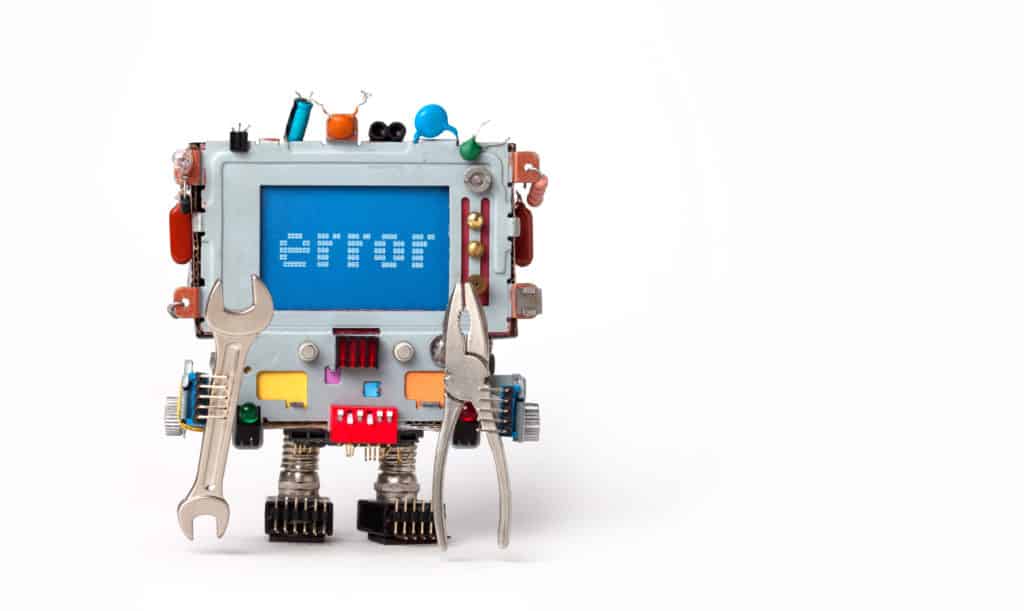 Kleiner Roboter repariert 404 Fehler auf Webseite