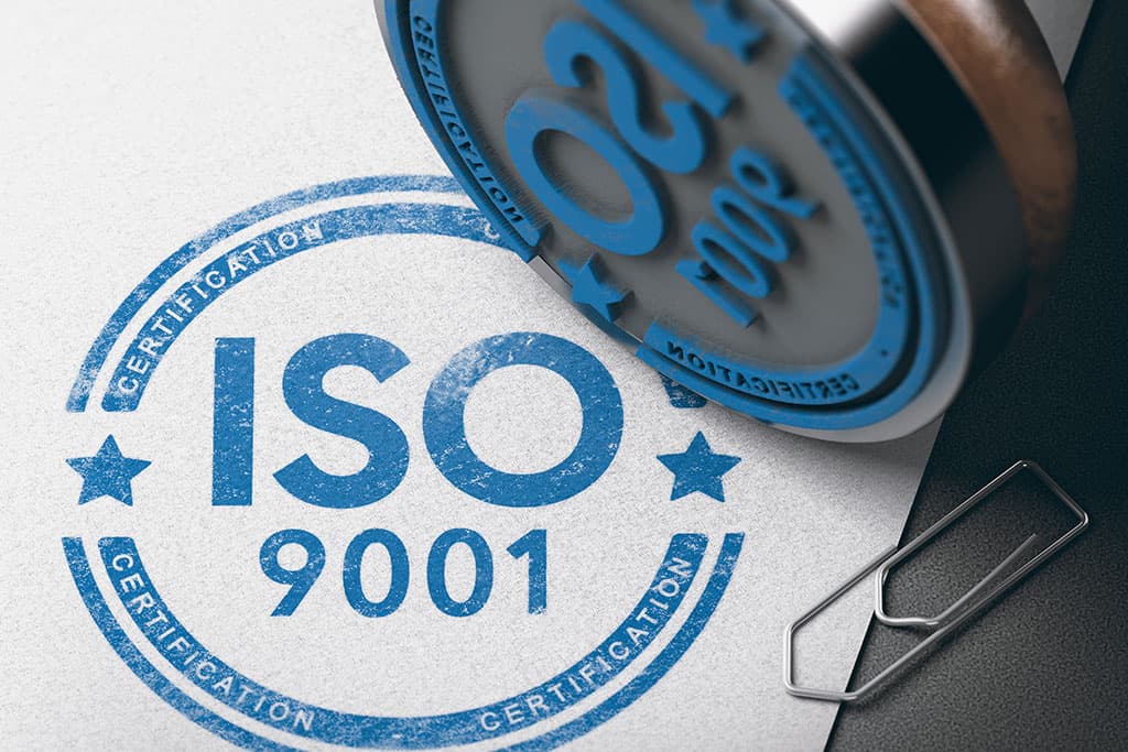 Stempel DIN ISO 9001 zur Einführung eines Qualitätsmanagementsystems
